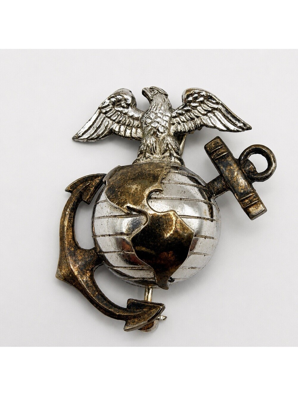 WWII US Marine Corp Sterling Silver EGA Sweetheart Brooch Pin Eagle Globe Anchor